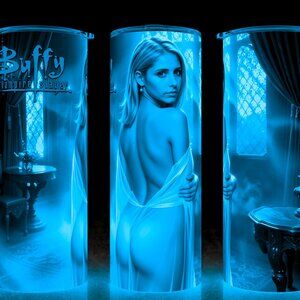 Glow in the Dark Buffy The Vampire Slayer in White Silk Robe Cup Mug Tumbler